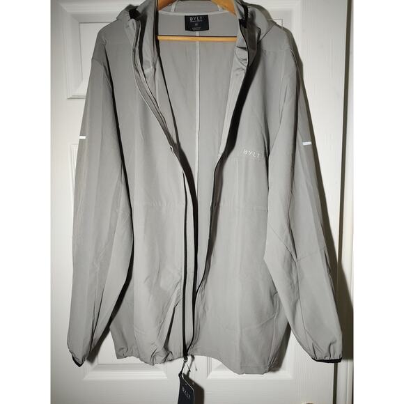 Men's BYLT Premium Swift Gray Jacket Full Zip Running Windbreaker Hooded - XXL - Picture 6 of 10